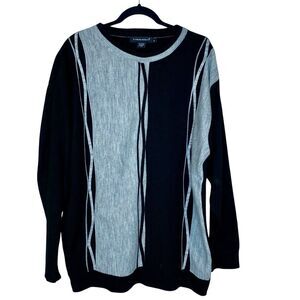 A. Adams & Spire Cable Knit Sweater Men's Crew Neck Size Large Casual Gray Black